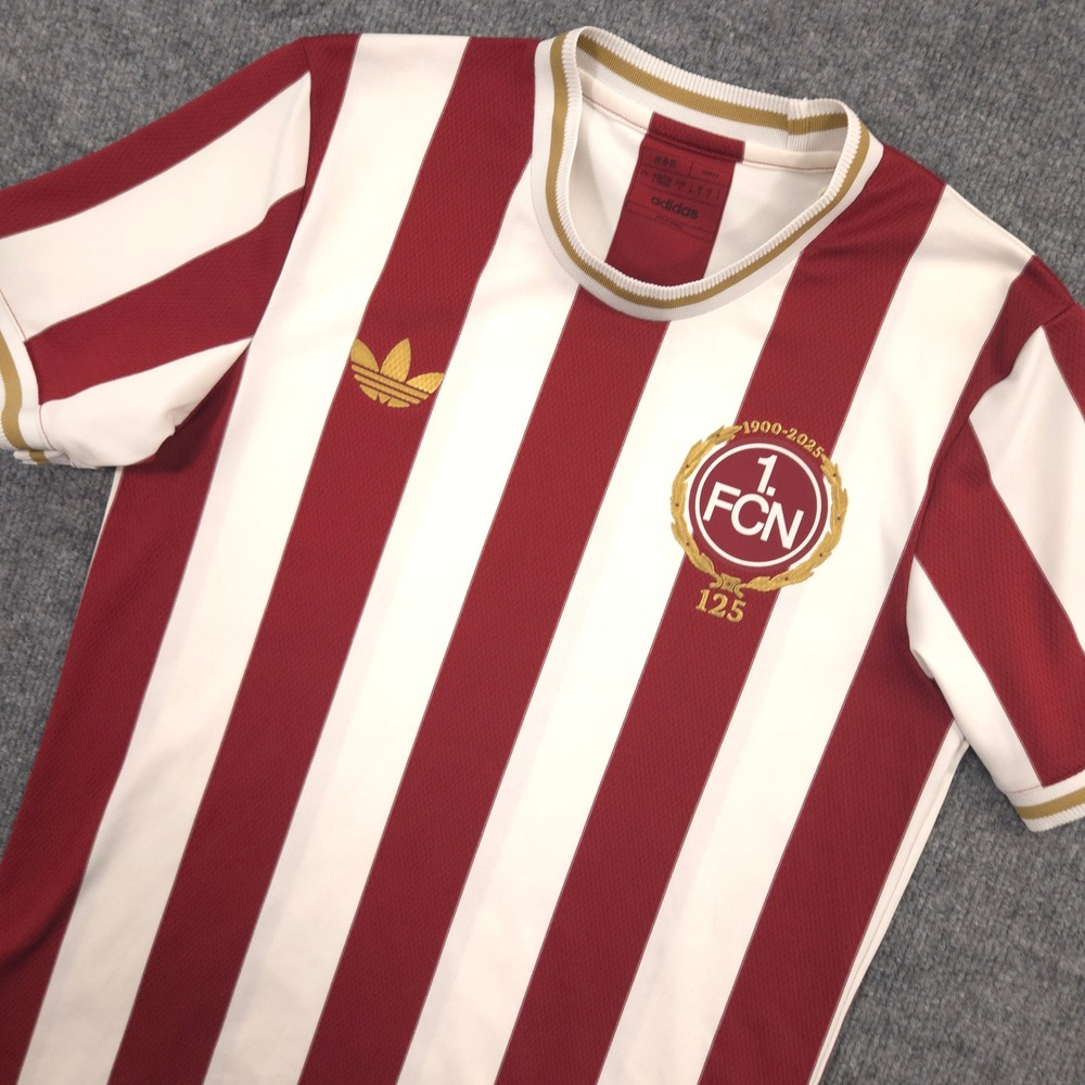 Adidas 1. FC Nurnberg 125th Anniversary Soccer Jersey Mens Small Striped Futbol